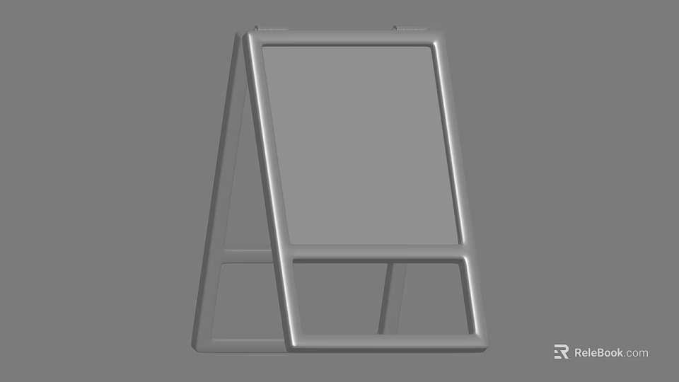 Silver Foldable A Frame Sign With Display Panels And Metal Frame 3d model 