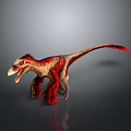 Fierce Feathered Dinosaur 3D Model With Open Mouth And Red Brown Plumage