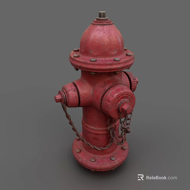 Red Fire Hydrant Essential Fire Safety Equipment Featuring Metal Chains And Bolts 3d model 