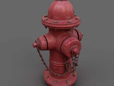 Red Fire Hydrant Essential Fire Safety Equipment Featuring Metal Chains And Bolts 3d model