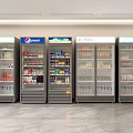 Row of Commercial Refrigerators Freezers with Glass Doors Pepsi Beverage