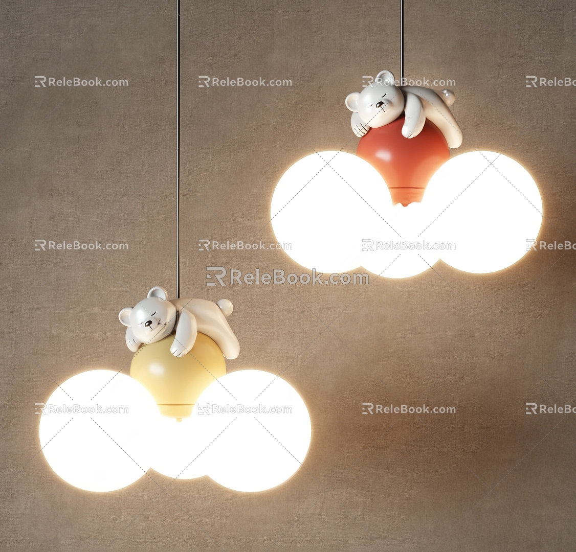 Children's chandelier bear chandelier 3d model