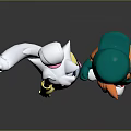 Animated Game Characters White Cat Yellow Gloves Apron And Orange Dog Green Hat Thumbs Up
