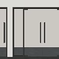 Modern Glass Double Doors With Black Frame For Interior Design 3d model