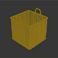 Yellow Wicker Square Storage Basket With Handles For Home Organizing 3d model