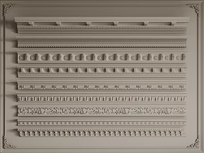 French Gypsum Line Gypsum Top Line Ceiling Corner Tiger Head Line 3d model