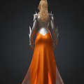 Futuristic Female Warrior In Silver Armor With Orange Glowing Accents
