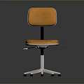 Orange Fabric Office Chair With Padded Backrest Seat And White Five Point Base