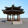 Traditional Chinese Style Pavilion With Multi Tiered Roof And Stone Pillar Base Under Blue Sky