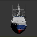 3D Rendered Warship With Red White Blue Color And Helicopter Deck