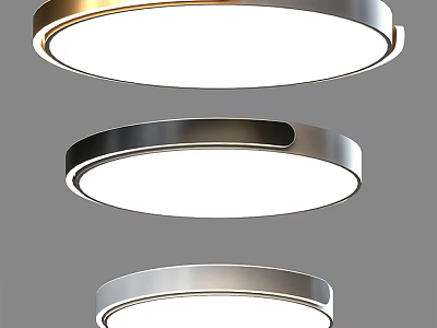 Three Round Ceiling Lights With Different Colors And Modern Sleek Design 3d model