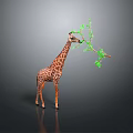 Giraffe Game Movie Character Eating Green Leafy Branch In Animated Scene