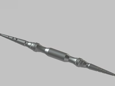 3D Model of Slender Metal Object With Sharp Ends And Threaded Middle 3d model