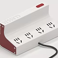 White Red Switch Panel with Digital Time Display and Power Outlets