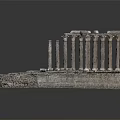 Ancient Architectural Ruins Model With Tall Columns And Stone Base 3d model