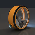 Futuristic Single Wheel Car With Orange Black Rim And Modern Interior