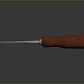 Screwdriver With Red Wooden Handle And Metal Shaft On Reflective Surface