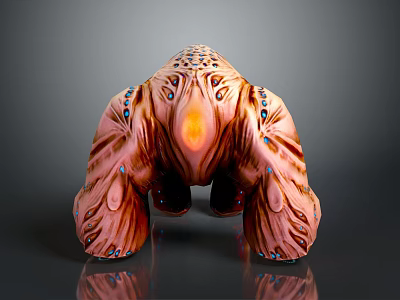 Game And Movie Fantasy Character With Unique Head Textured Body And Blue Accents 3d model