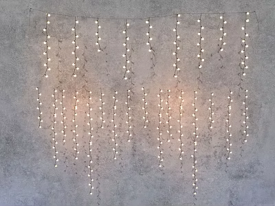 Cozy Hanging Decorative Lights with Warm White Glow on Gray Wall 3d model