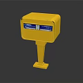 Outdoor Yellow Mailbox With Pedestal Stand And Blue Information Panels