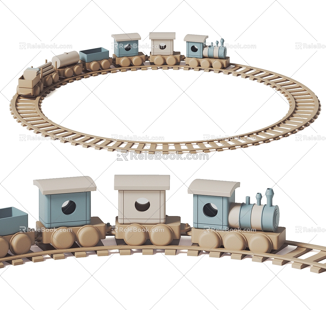 Modern toy train track children's toy train 3d model