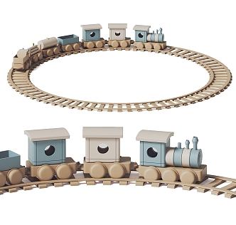 Modern toy train track children's toy train 3d model