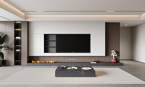 TV background wall TV fireplace ornaments 3d model