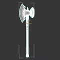 Medieval Battle Axe with Broad Spiked Blade and Wooden Handle 3D Model Design