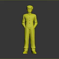 Animated 3D Character Model With Black Short Hair Green Outfit And Blue Shoes Standing Pose