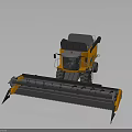 Orange And Gray Agricultural Combine Harvester With Large Cutting Platform And Machinery
