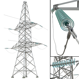 High Voltage Line Tower Industrial Equipment Transmission Tower 3d model