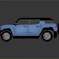 Blue Modern SUV With Black Roof Rack And Silver Wheels Design