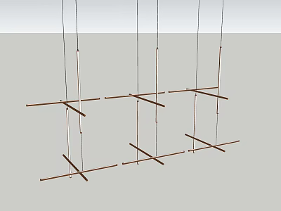Modern Geometric Metal Chandelier With Linear Hanging Structure For Ceiling Design 3d model