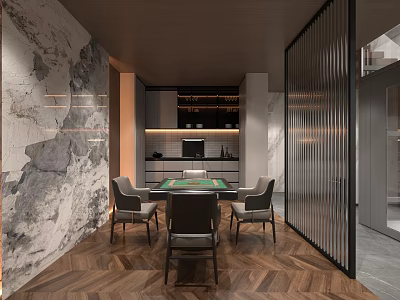 Modern Mahjong Room Negative 2nd Floor 3d model