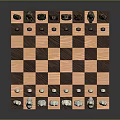 Handcrafted Chessboard With Stone Carved Pieces And Checkerboard Pattern On Wooden Base