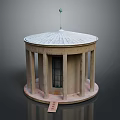 Architectural Classical Dome Building With Columns And Door On Circular Base
