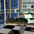 Security Storage Equipment Featuring Metal Bars Marble Table Open Boxes And Locked Cabinets 3d model