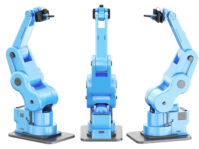 Three Blue Industrial Robotic Arms For High Precision Manufacturing Automation 3d model