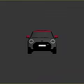 Compact Car with Gray Body Red Roof Red Side Mirrors Modern Design and Black Wheels