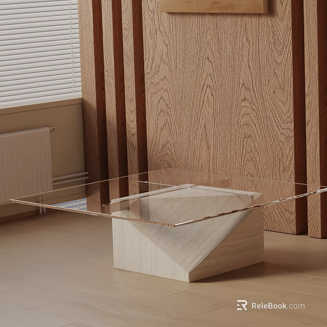 Modern Sofa And Coffee Table Set With Transparent Glass Top And Wooden Base 3d model 