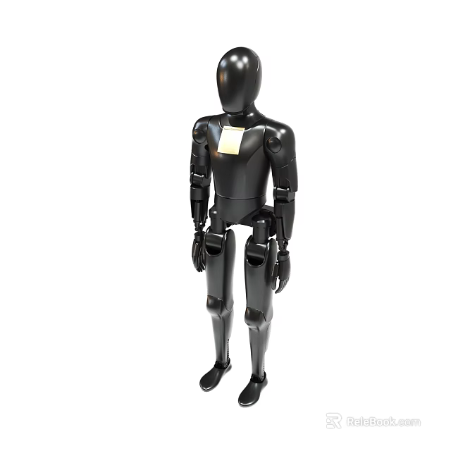 Black Mannequin With Articulated Joints And Chest Tag In Full Body Pose 3d model 