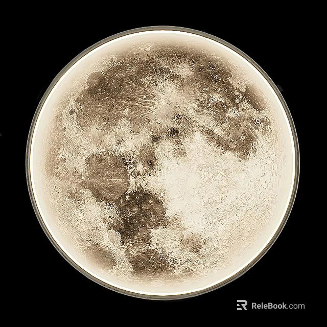 Modern Moon Themed Wall Light With Textured Surface And Warm Illumination 3d model 