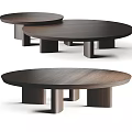 Contemporary Round Wooden Coffee Tables With Cylindrical Legs And Smooth Surface