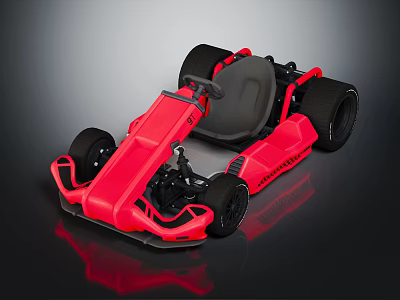 Red Go Kart Design With Black Wheels And Gray Seat Structure 3d model