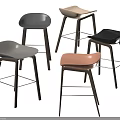 Minimalist Modern Bar Stools With Wooden Legs And Multi Colored Seats