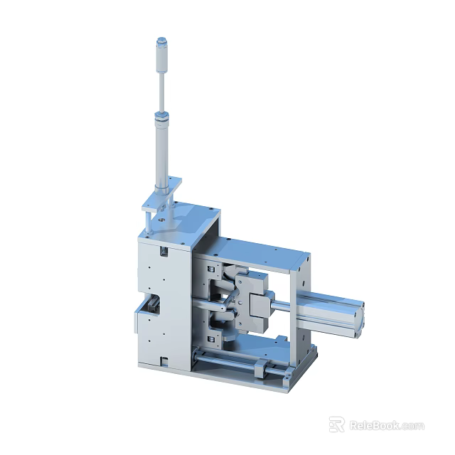 Industrial Mechanical Equipment Structure With Vertical Cylinder And Sliding Base 3d model 