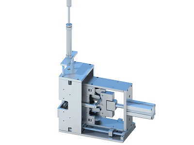Industrial Mechanical Equipment Structure With Vertical Cylinder And Sliding Base 3d model
