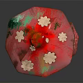 Colorful Vegetable Crafted Mushroom Sculpture With Pink Spotted Caps Brown Green Stems And Green Base