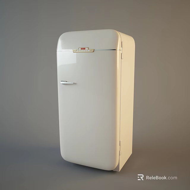 Vintage White Single Door Refrigerator With Smooth Surface And Classic Design 3d model 