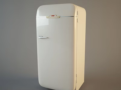 Vintage White Single Door Refrigerator With Smooth Surface And Classic Design 3d model